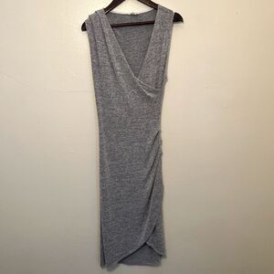 Aritzia Wilfred Free Izidora Wrap High Low T-Shirt Dress, Gray- S